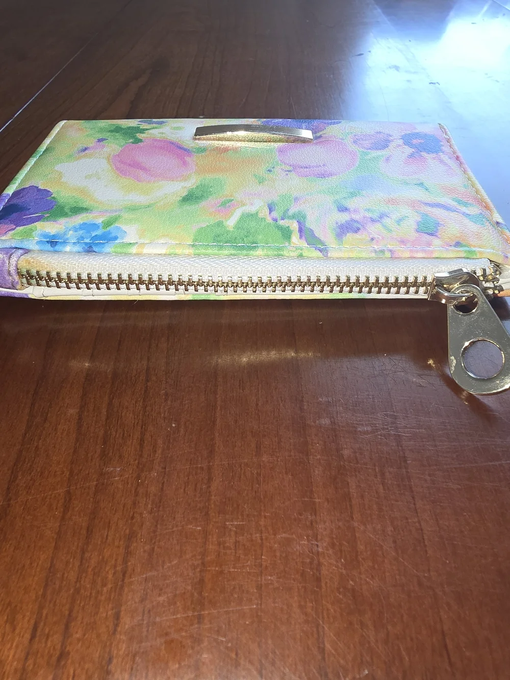Pastel Floral Watercolor Zip & Snap Wallet - Multicolor, Like New Condition